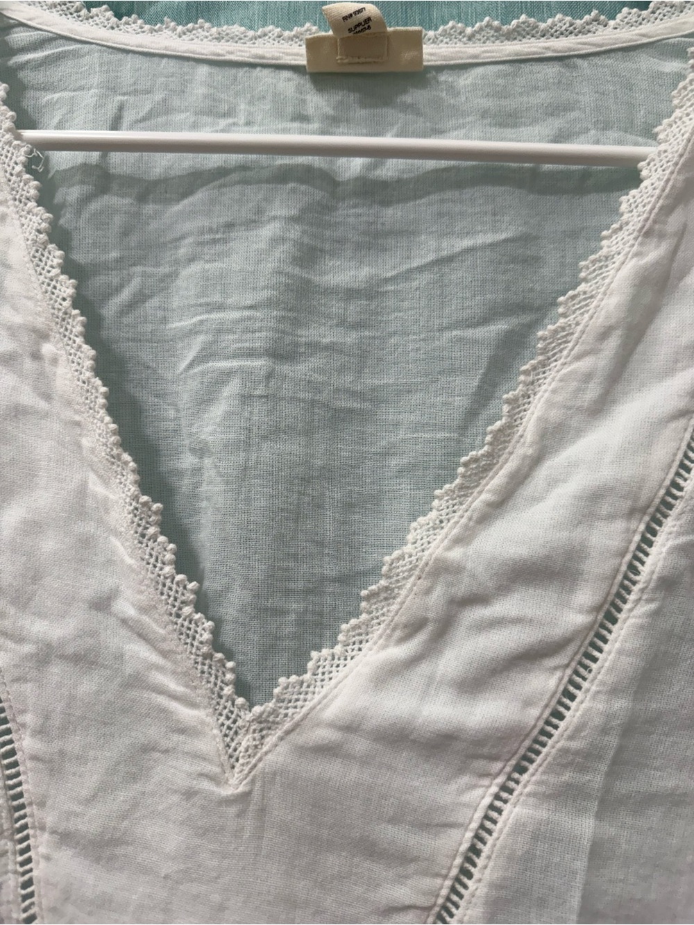 a.n.a White V-Neck Peasant Tunic with Lace Trim - Picture 2 of 5